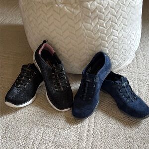 Skechers Relaxed Fit Air Cooled Black and Navy Casual Slip-Ons tennis shoes